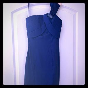 Formal one shoulder navy dress